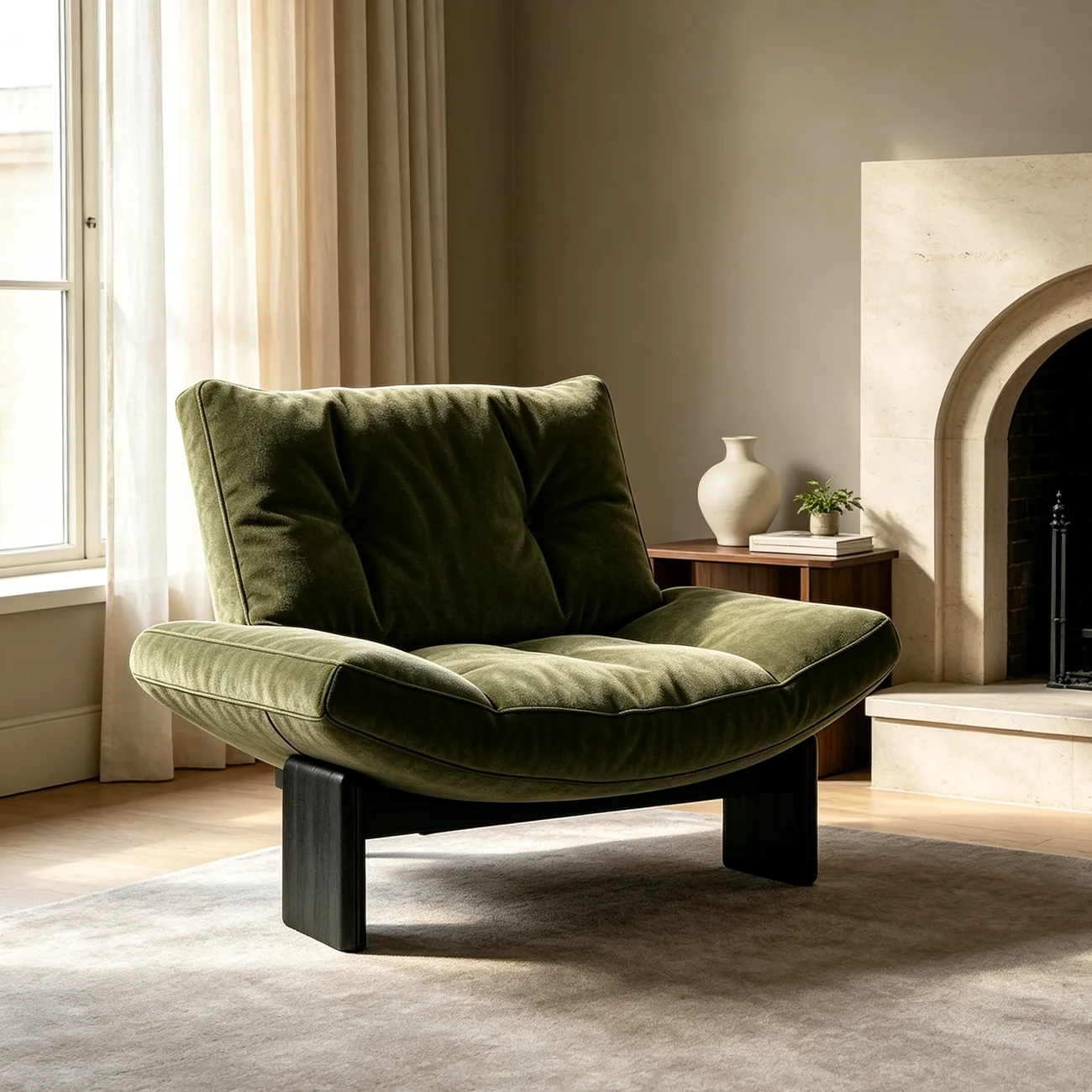 Modern Oversized Armless Lounge Accent Chair with Deep Seat in Chenille or Genuine Leather Image - 14 | homeyfad