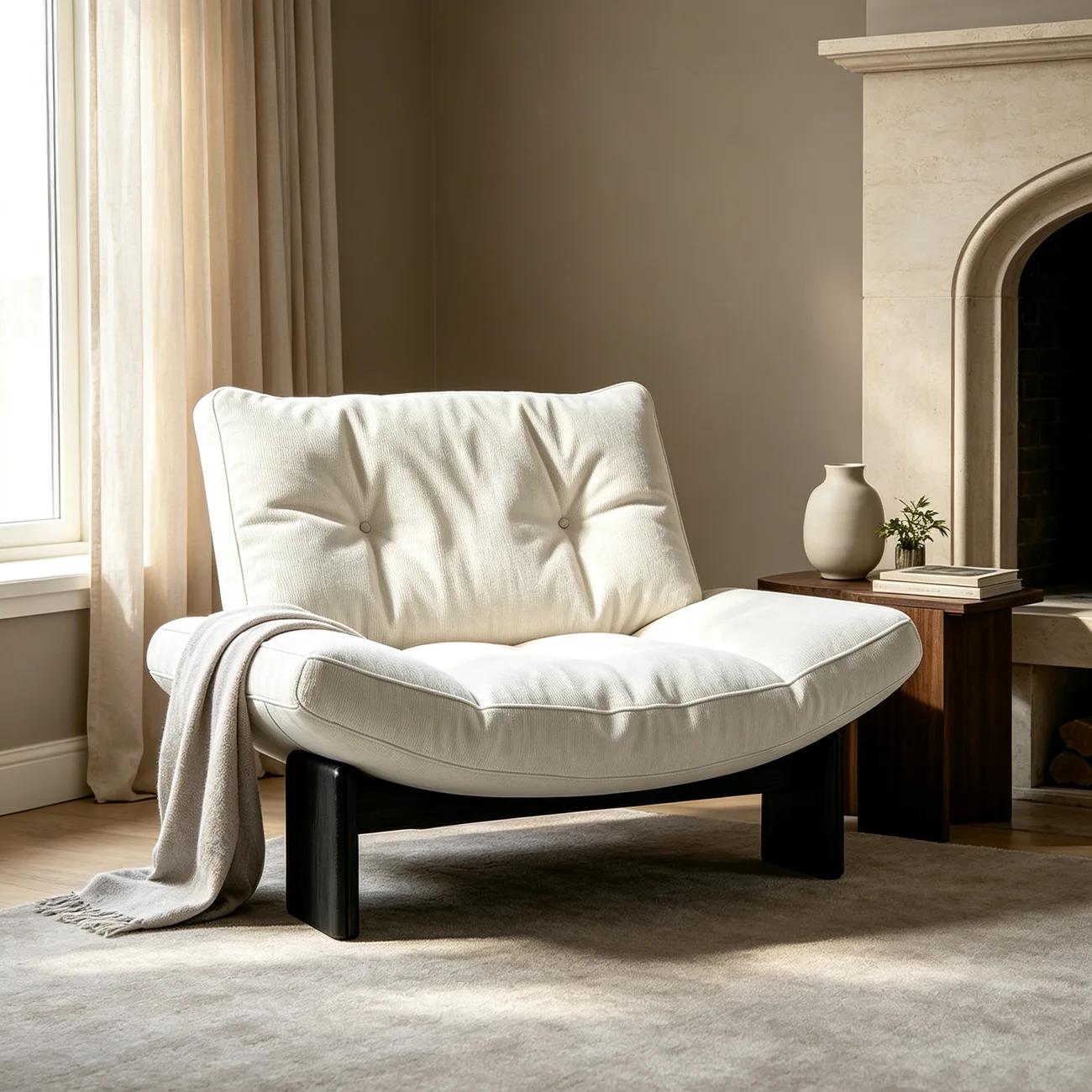 Modern Oversized Armless Lounge Accent Chair with Deep Seat in Chenille or Genuine Leather Image - 13 | homeyfad