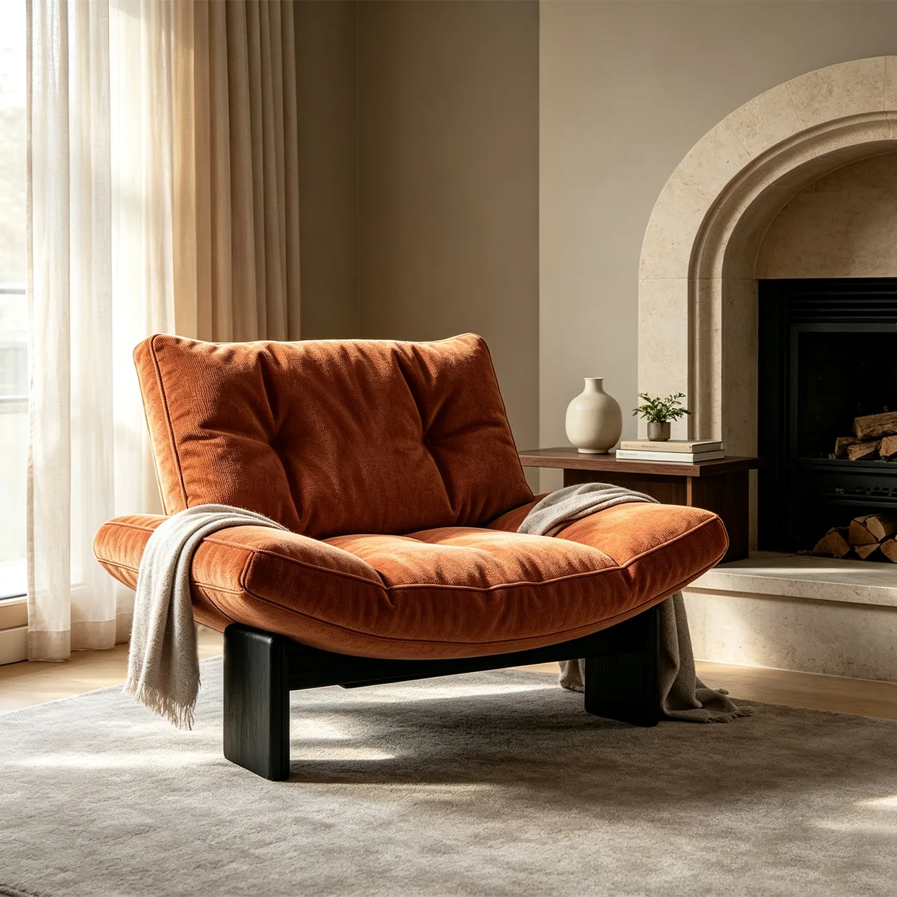 Modern Oversized Armless Lounge Accent Chair with Deep Seat in Chenille or Genuine Leather Image - 12 | homeyfad
