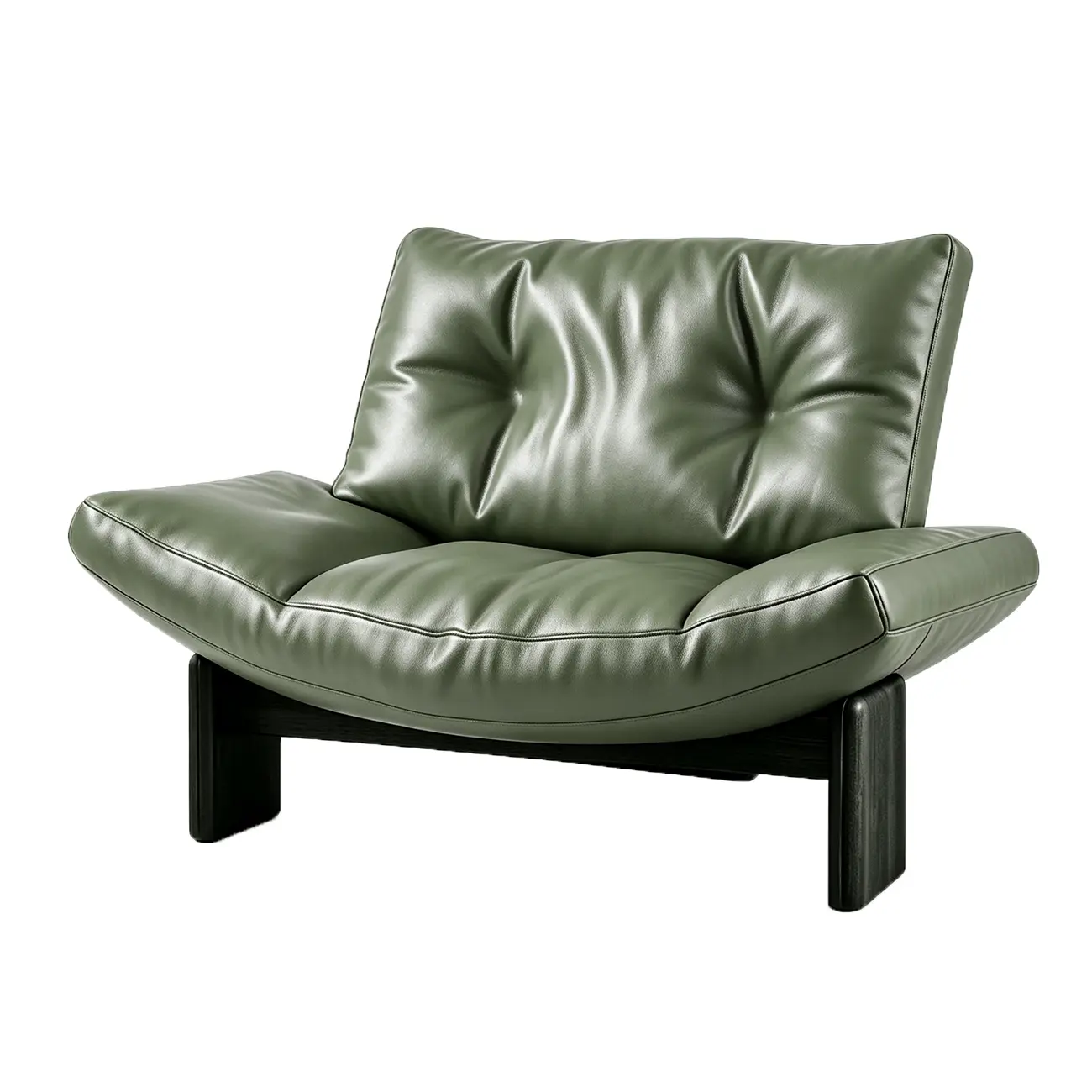 Green Genuine Leather Modern Oversized Armless Lounge Accent Chair with Deep Seat in Chenille or Genuine Leather Image - 19 | homeyfad