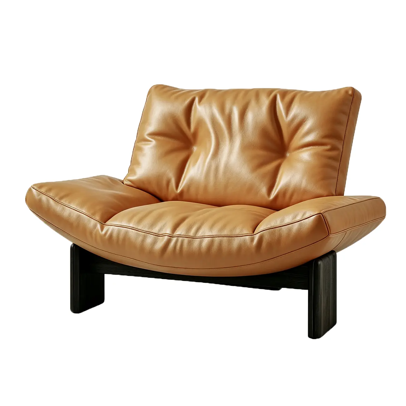 Orange Genuine Leather Modern Oversized Armless Lounge Accent Chair with Deep Seat in Chenille or Genuine Leather Image - 18 | homeyfad
