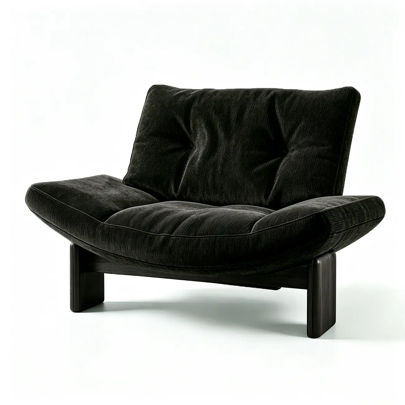 Black Chenille Modern Oversized Armless Lounge Accent Chair with Deep Seat in Chenille or Genuine Leather Image - 20 | homeyfad