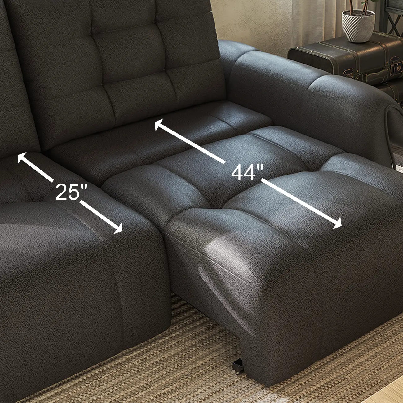 Modern Tufted Top-Grain Leather Power Sofa Bed with Extended Seat Depth Image - 7 | homeyfad