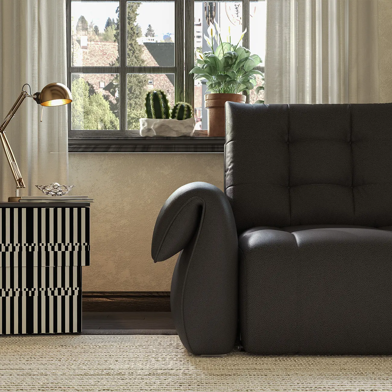 Modern Tufted Top-Grain Leather Power Sofa Bed with Extended Seat Depth Image - 8 | homeyfad