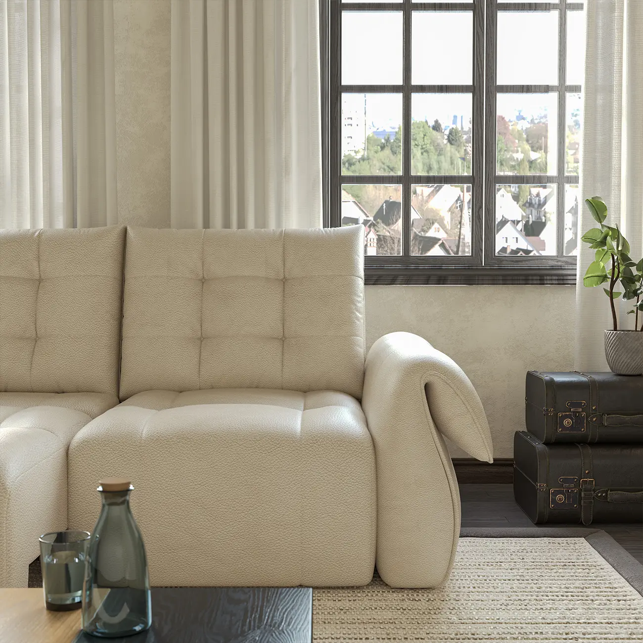 Modern Tufted Top-Grain Leather Power Sofa Bed with Extended Seat Depth Image - 12 | homeyfad