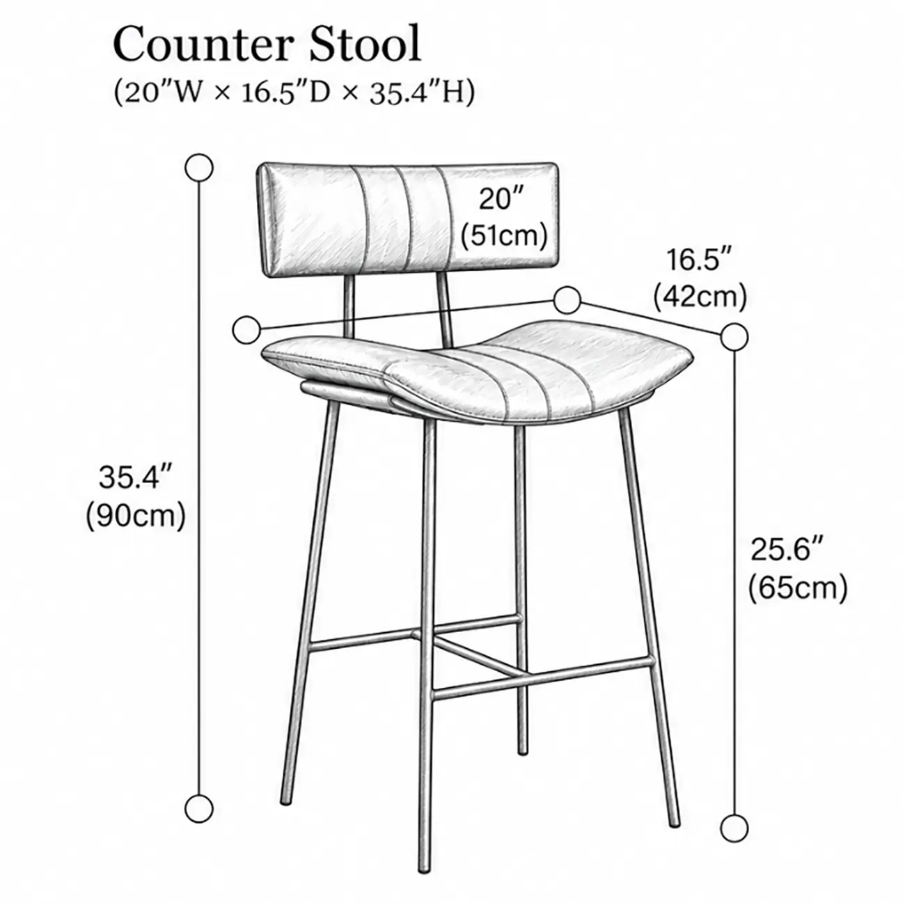 Mid-century Modern Curved Faux Leather Counter Stool With Backrest #size | homeyfad