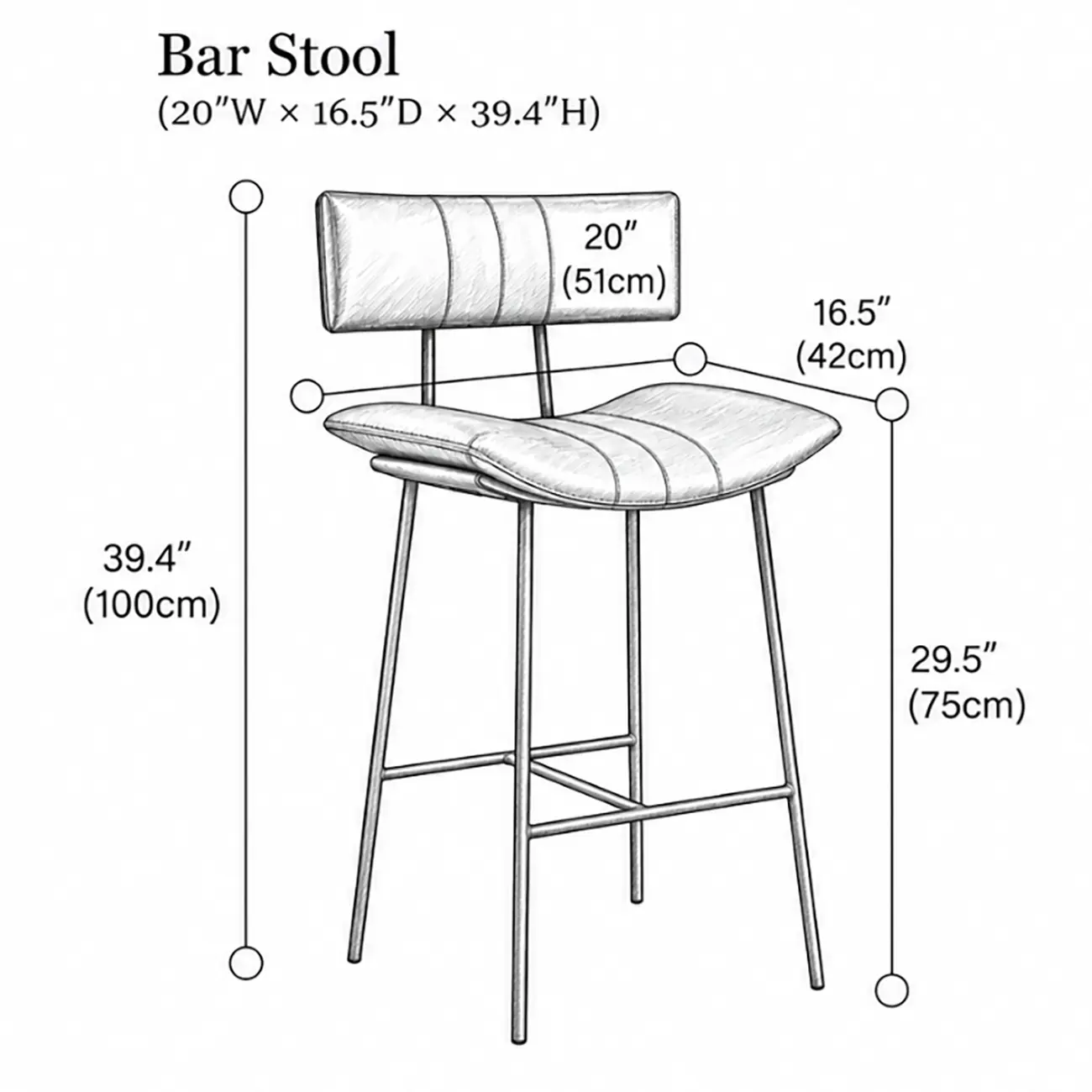 Mid-century Modern Curved Faux Leather Counter Stool With Backrest Image - 18 | homeyfad