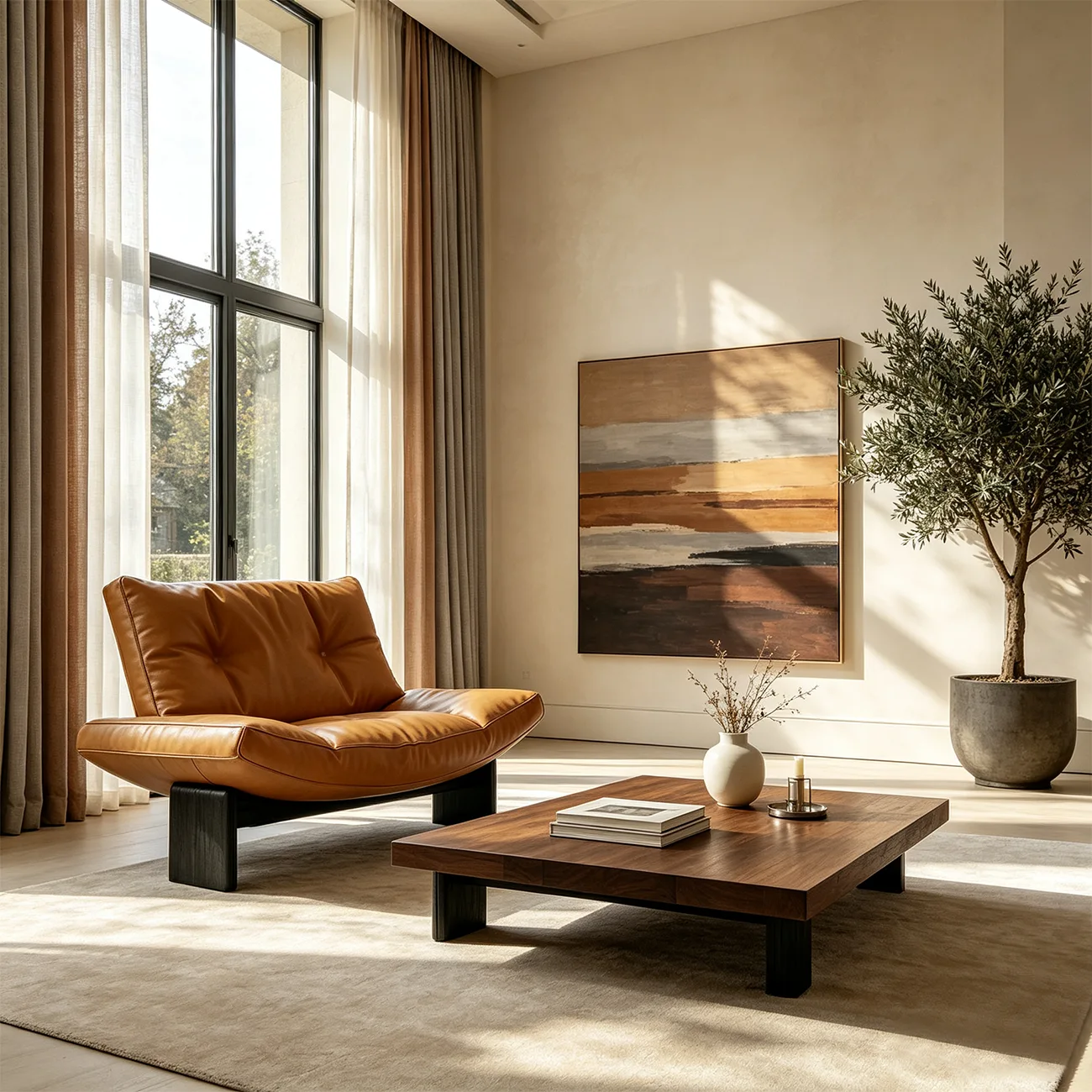 Modern Oversized Armless Lounge Accent Chair with Deep Seat in Chenille or Genuine Leather Image - 3 | homeyfad