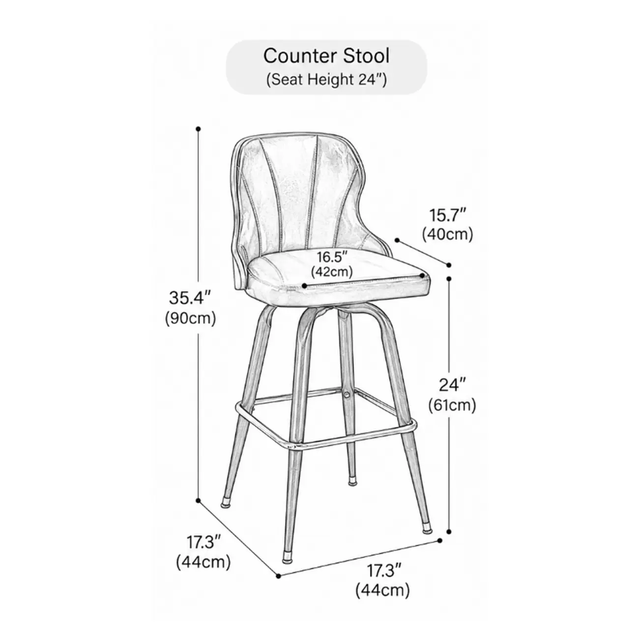 Set Of 2 Vintage Oil-wax Leather Bar Stool With Solid Wood Backrest Image - 23 | homeyfad