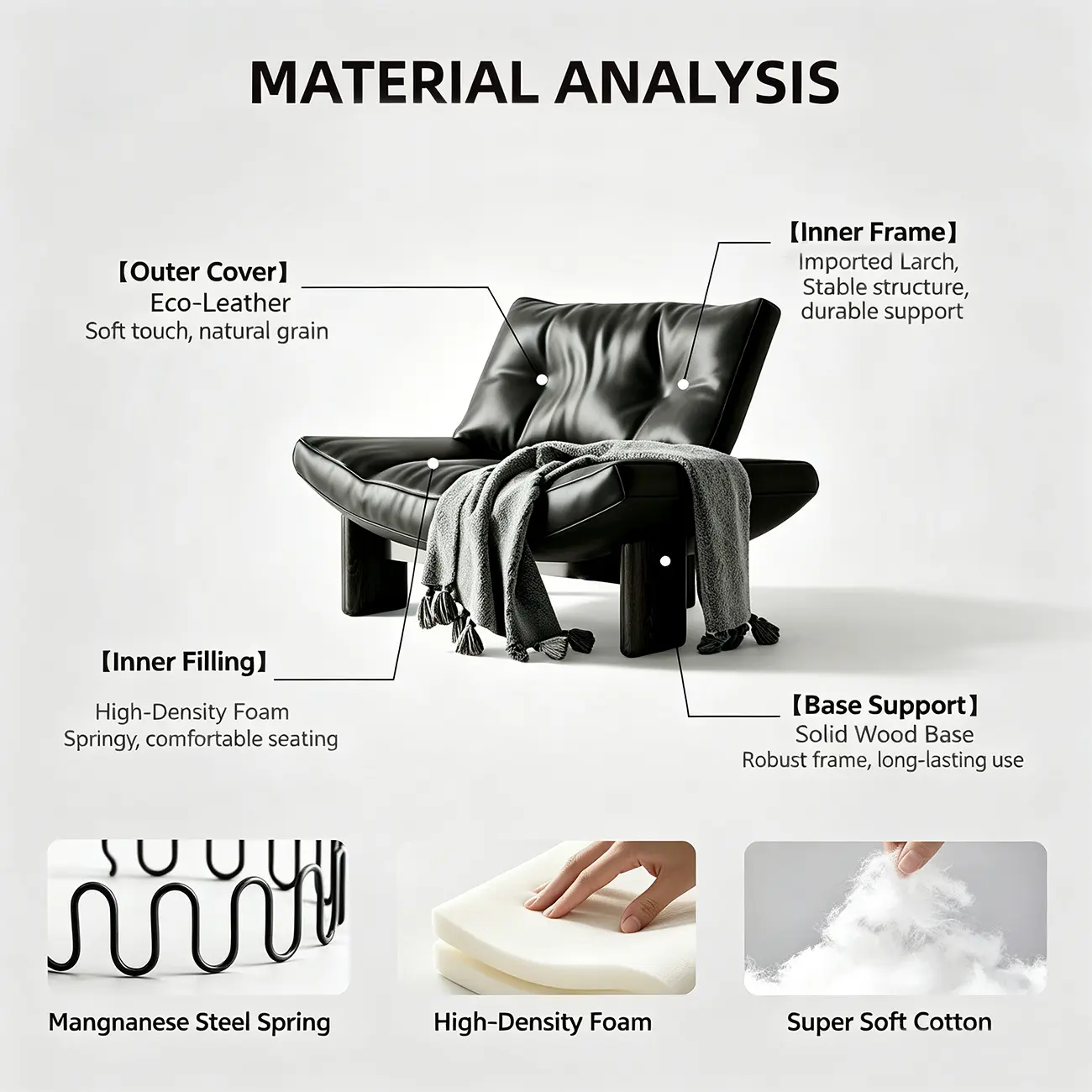 Modern Oversized Armless Lounge Accent Chair with Deep Seat in Chenille or Genuine Leather Image - 11 | homeyfad