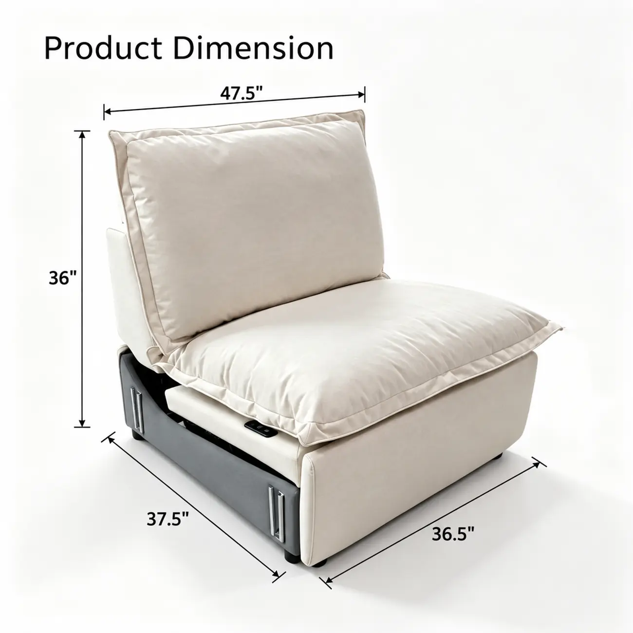 Beige Modern Living Room Power Reclining Sofa With Adjustable Footrest Image - 38 | homeyfad