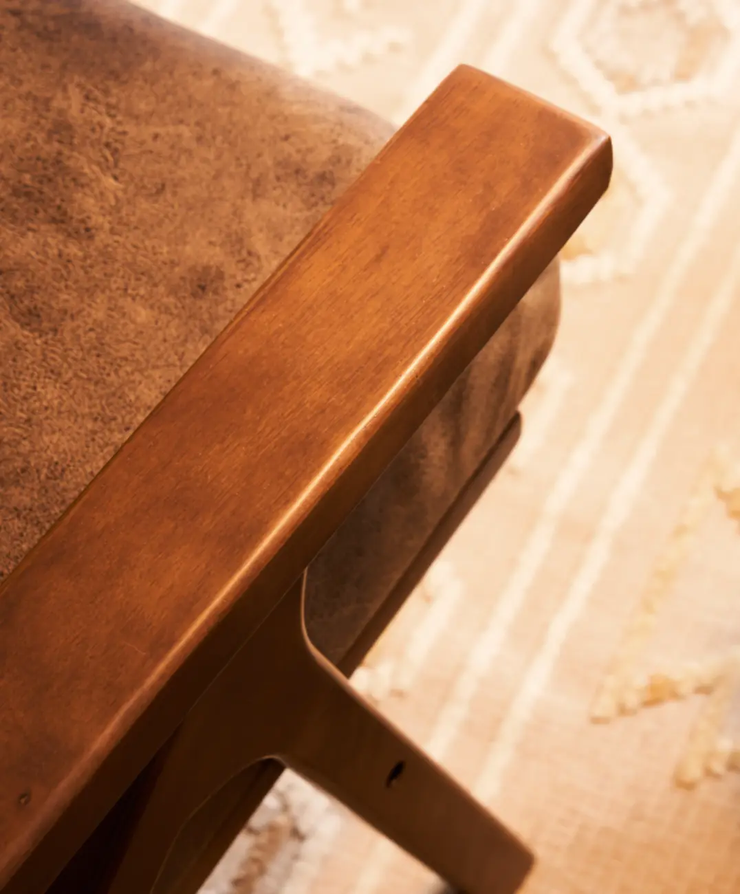 Mid-Century Modern Solid Wood Brown Arm Chair for Living Room Image - 9 | homeyfad