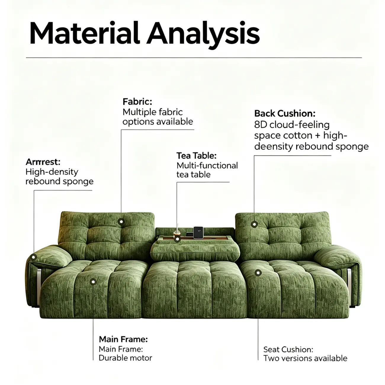 Contemporary Chenille Tufted Power Pull-Out Sofa Bed Image - 15 | homeyfad