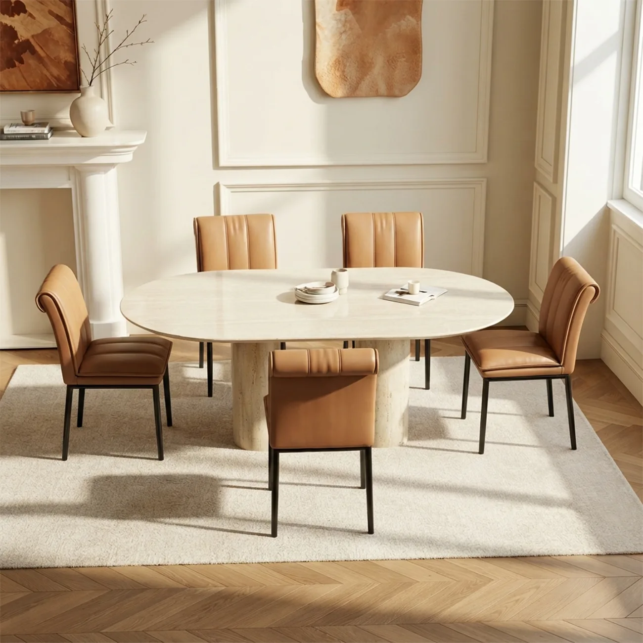 Low Back Upholstered Dining Chairs with Vertical Tufting Image - 4 | homeyfad