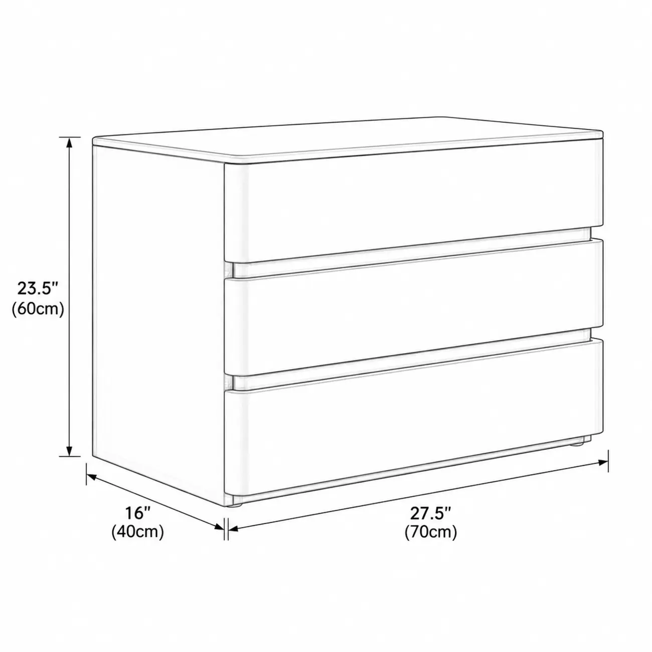 Rectangle Stone Top Wooden 3-Drawer Nightstand Image - 12 | homeyfad