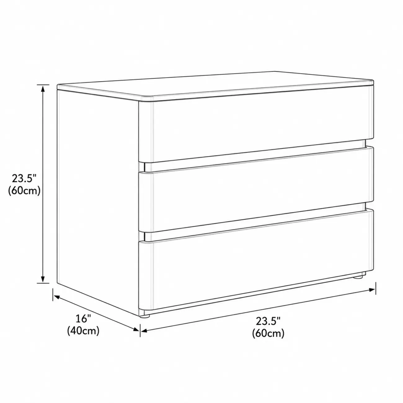 Rectangle Stone Top Wooden 3-Drawer Nightstand Image - 11 | homeyfad