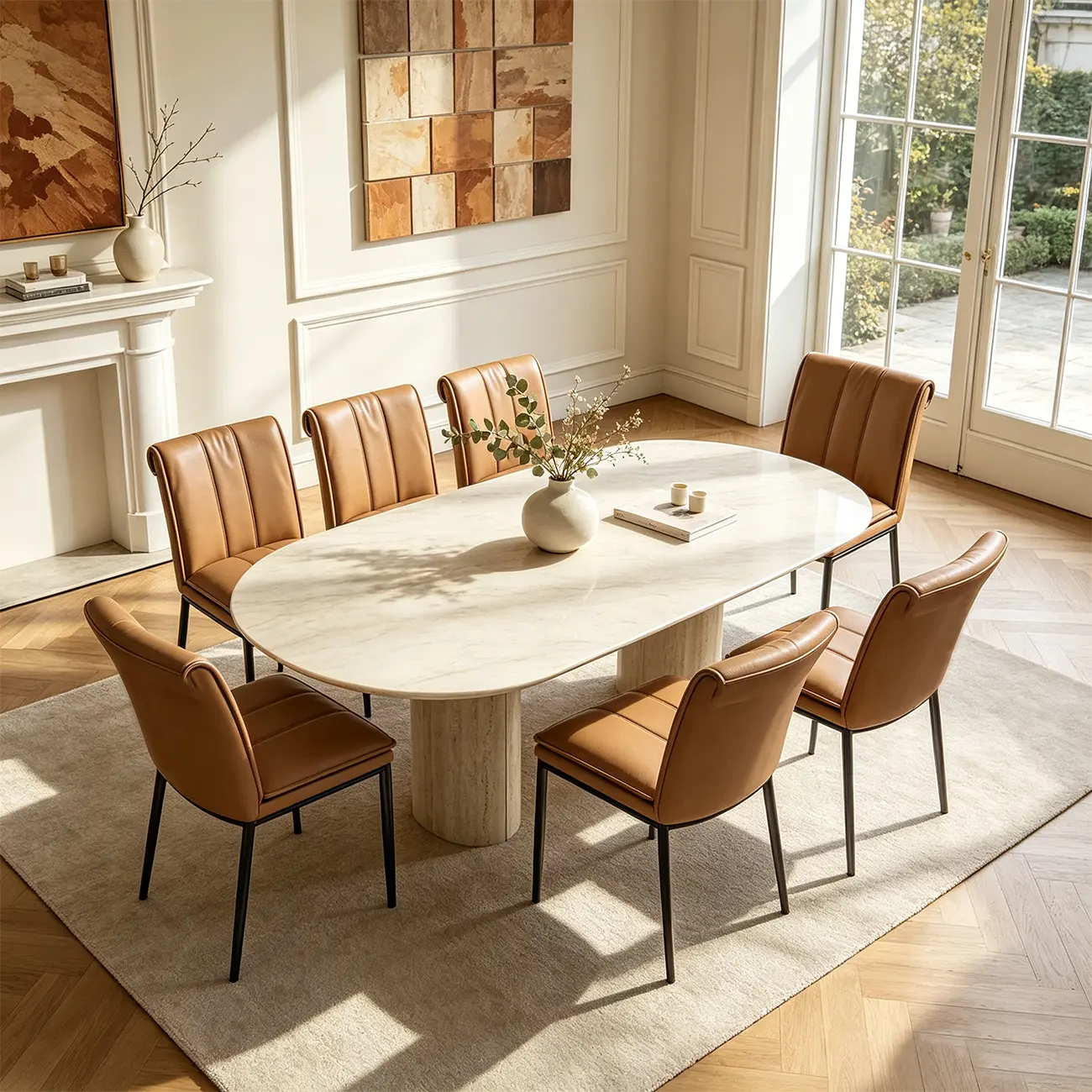 Low Back Upholstered Dining Chairs with Vertical Tufting Image - 3 | homeyfad