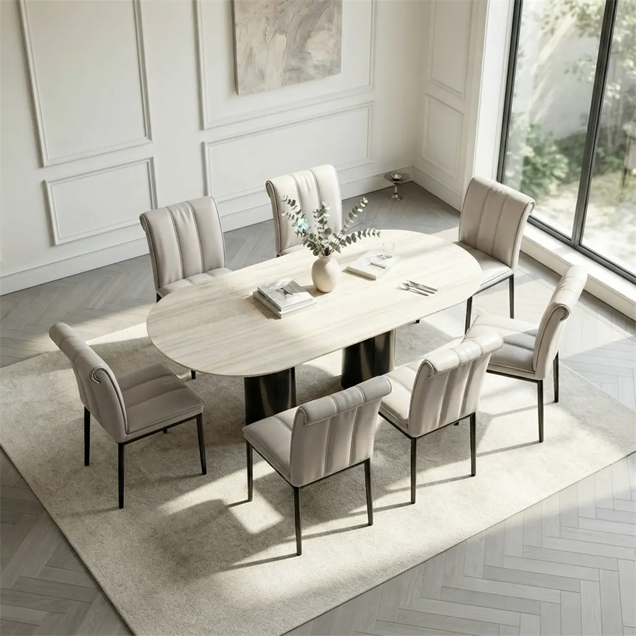 Low Back Upholstered Dining Chairs with Vertical Tufting Image - 8 | homeyfad
