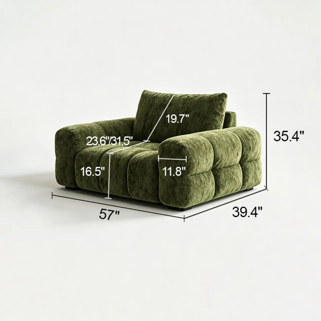 Modern Tufted Chenille Deep Seat Sofa with Adjustable Backrest Image - 31 | homeyfad