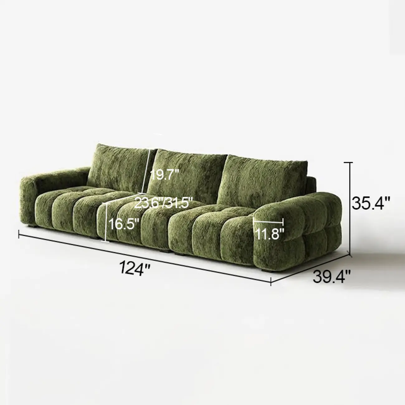 Modern Tufted Chenille Deep Seat Sofa with Adjustable Backrest Image - 33 | homeyfad