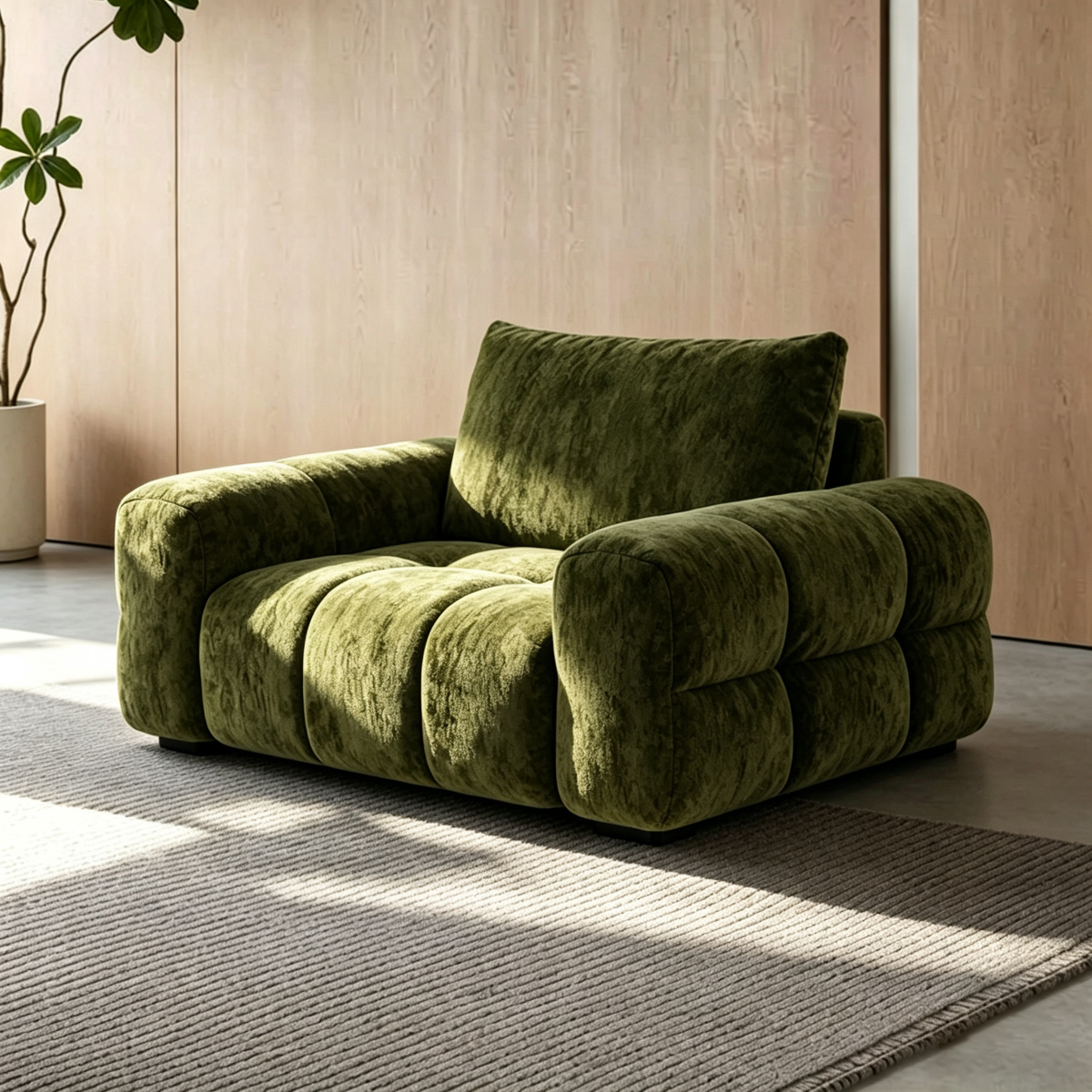Modern Tufted Chenille Deep Seat Sofa with Adjustable Backrest | homeyfad