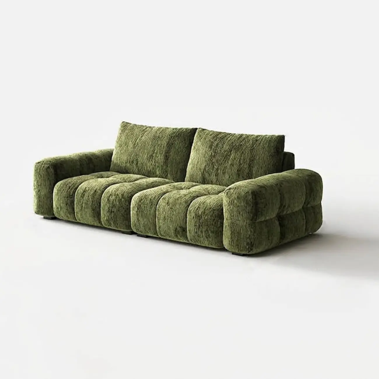 Green 2-Seater Modern Tufted Chenille Deep Seat Sofa with Adjustable Backrest Image - 26 | homeyfad