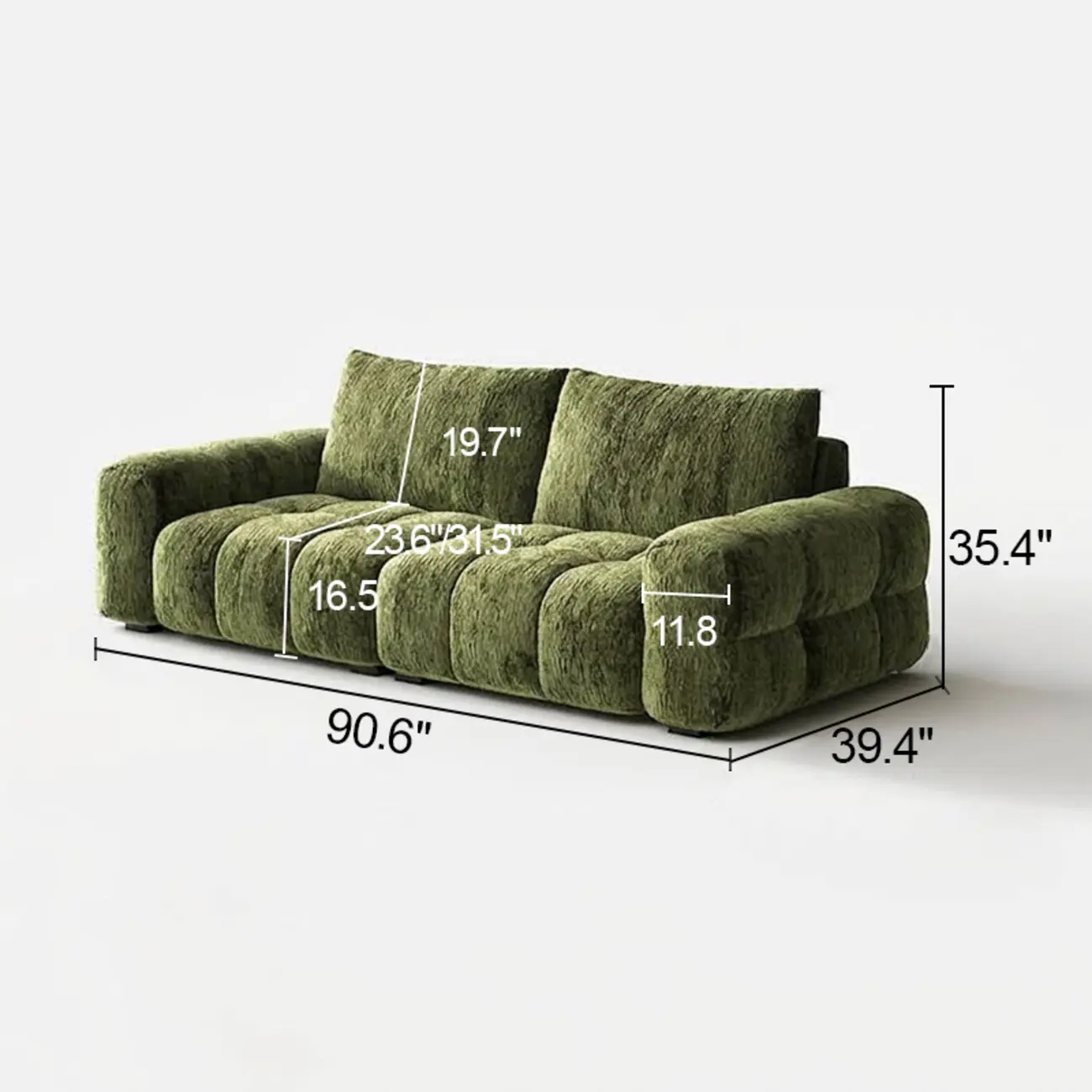 Modern Tufted Chenille Deep Seat Sofa with Adjustable Backrest Image - 32 | homeyfad