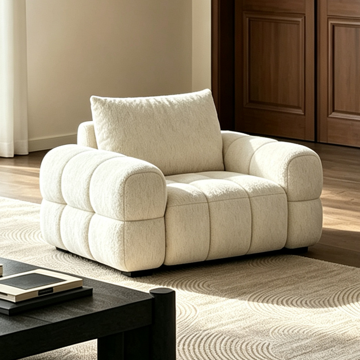 Modern Tufted Chenille Deep Seat Sofa with Adjustable Backrest | homeyfad