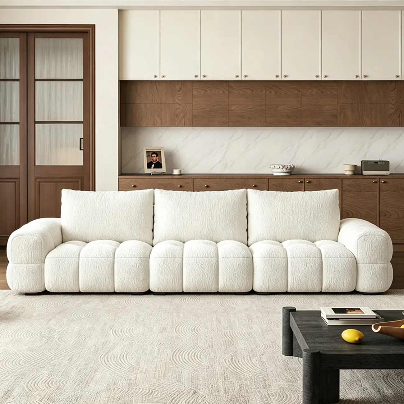 Modern Tufted Chenille Deep Seat Sofa with Adjustable Backrest Image - 8 | homeyfad