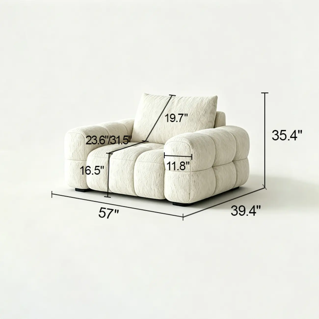 Modern Tufted Chenille Deep Seat Sofa with Adjustable Backrest Image - 28 | homeyfad