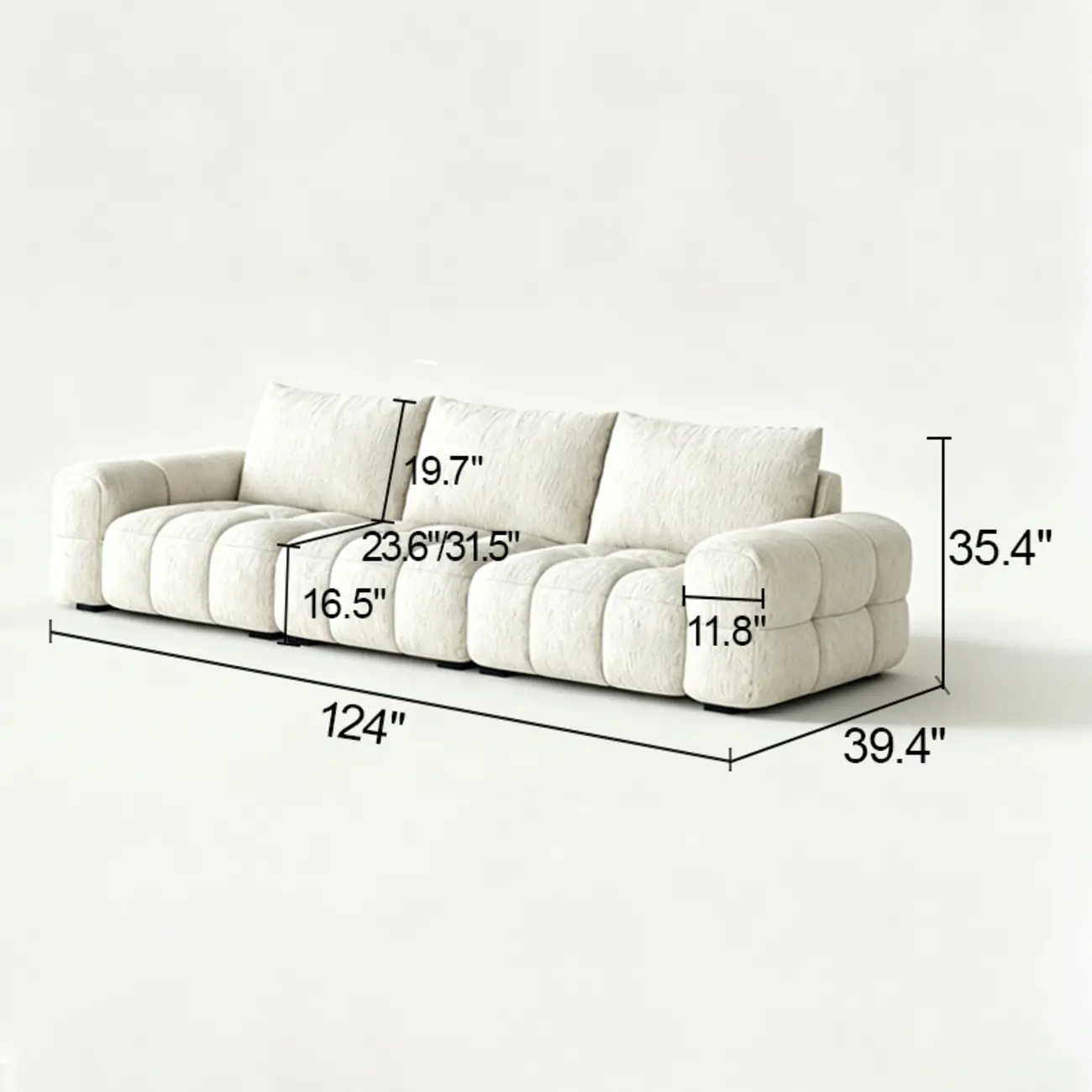 Modern Tufted Chenille Deep Seat Sofa with Adjustable Backrest Image - 30 | homeyfad