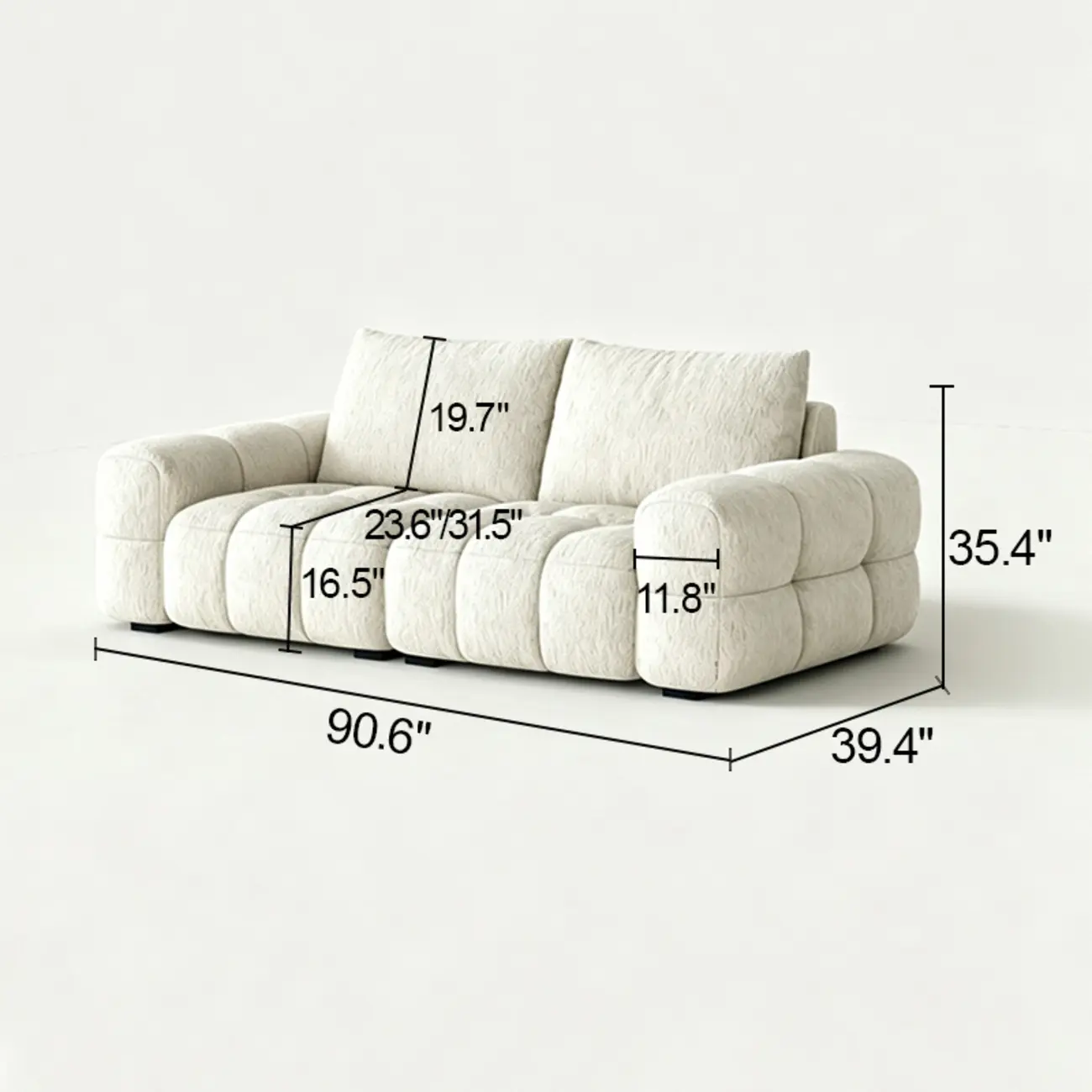 Modern Tufted Chenille Deep Seat Sofa with Adjustable Backrest Image - 29 | homeyfad