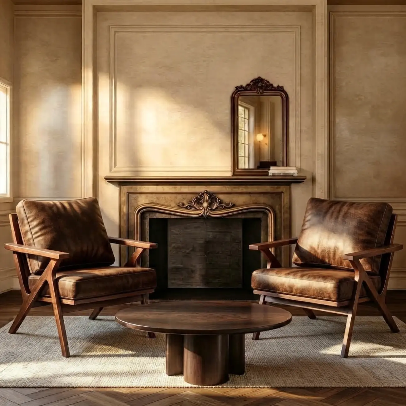 Mid-Century Modern Solid Wood Brown Arm Chair for Living Room Image - 2 | homeyfad