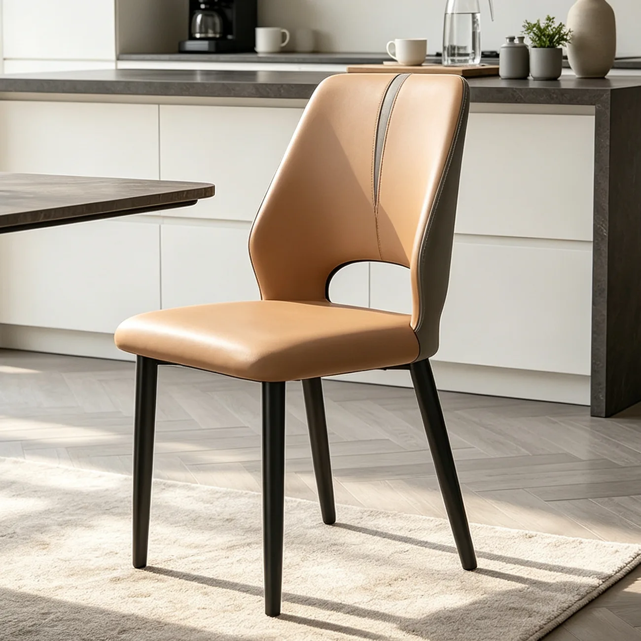 Brown Black Faux Leather Wingback Metal Legs Dining Chairs Image - 12 | homeyfad