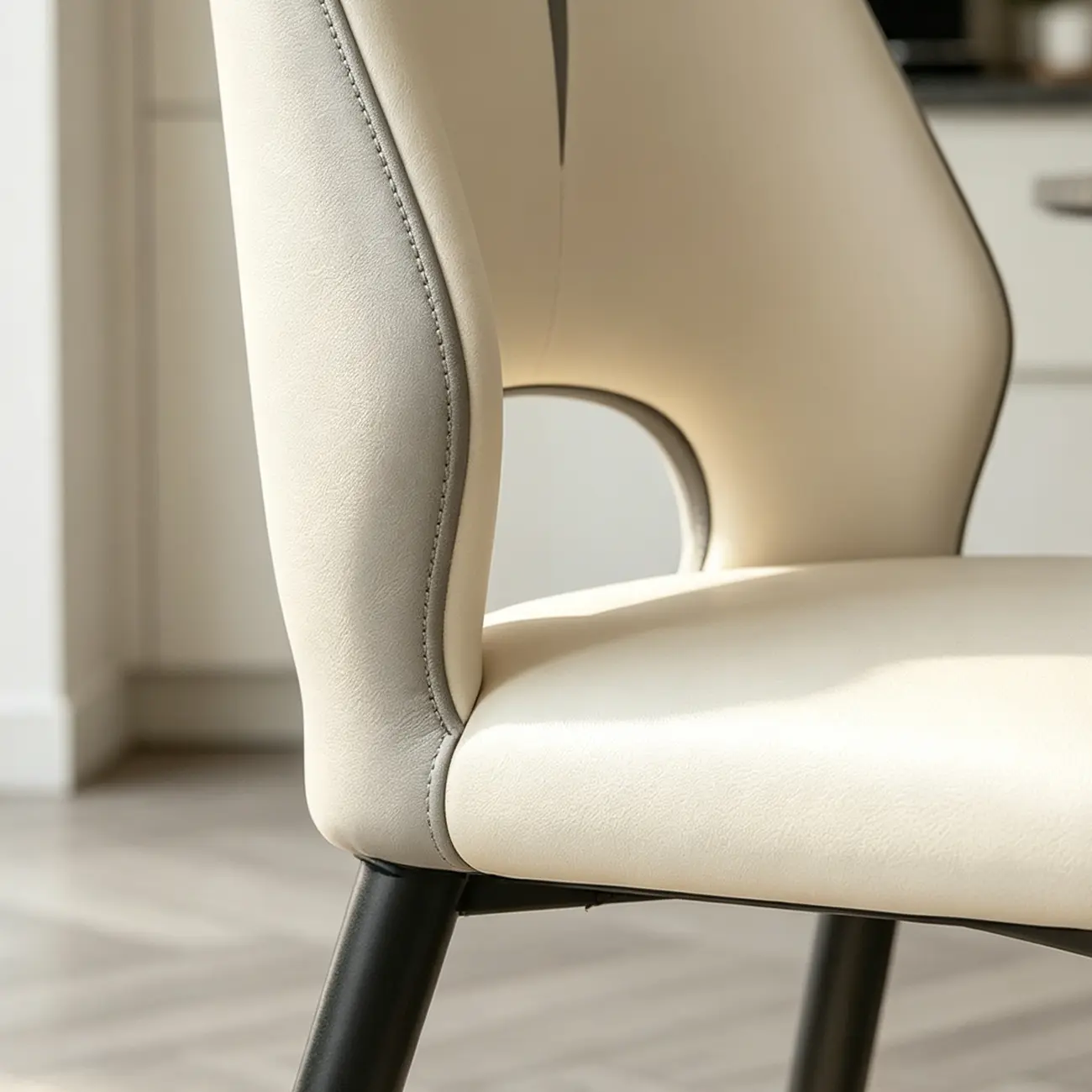 Faux Leather Wingback Metal Legs Dining Chairs Image - 16 | homeyfad
