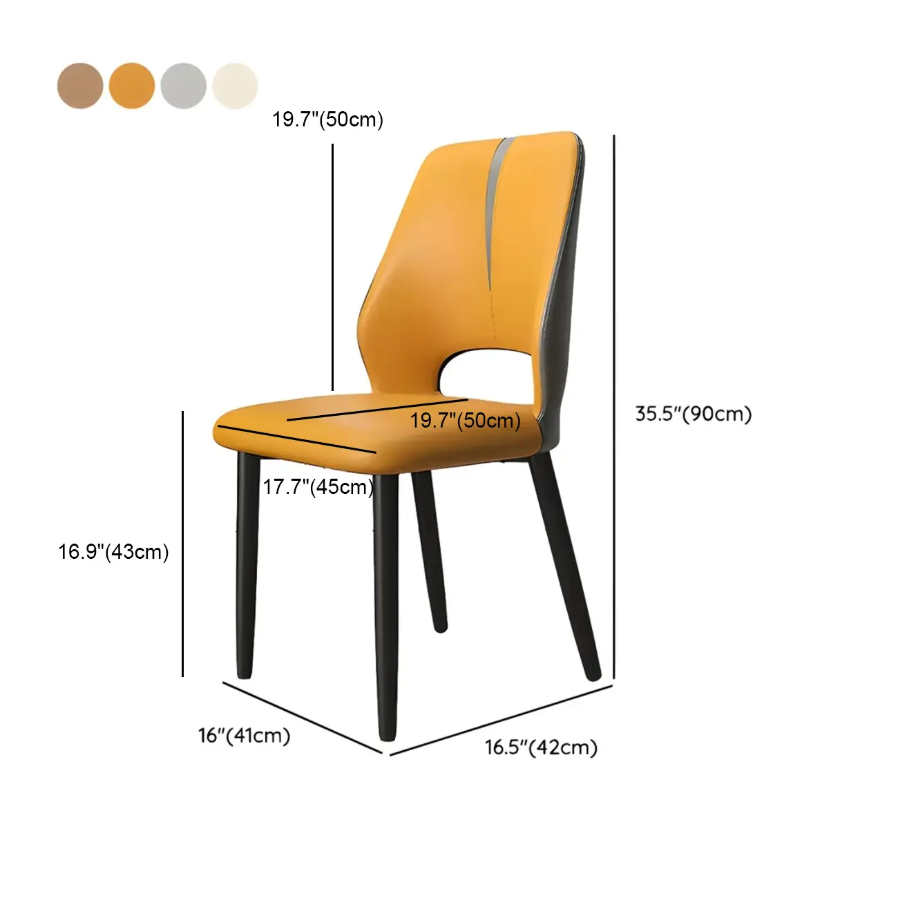 Faux Leather Wingback Metal Legs Dining Chairs Image - 20 | homeyfad