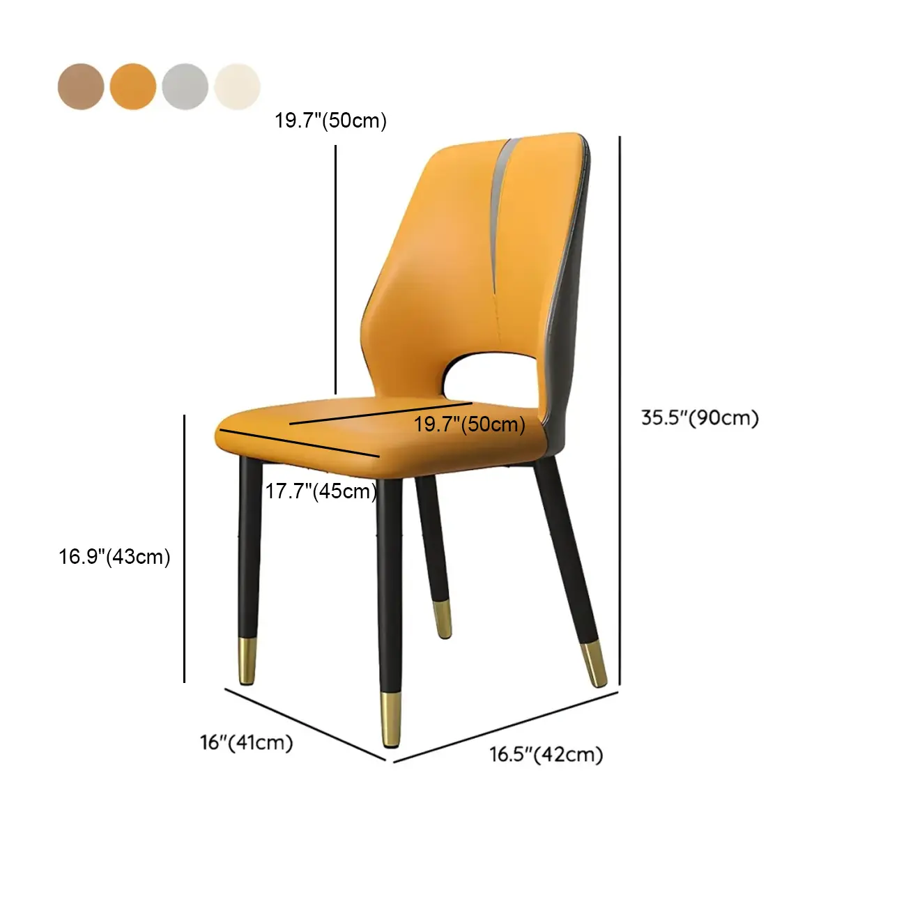 Faux Leather Wingback Metal Legs Dining Chairs Image - 21 | homeyfad