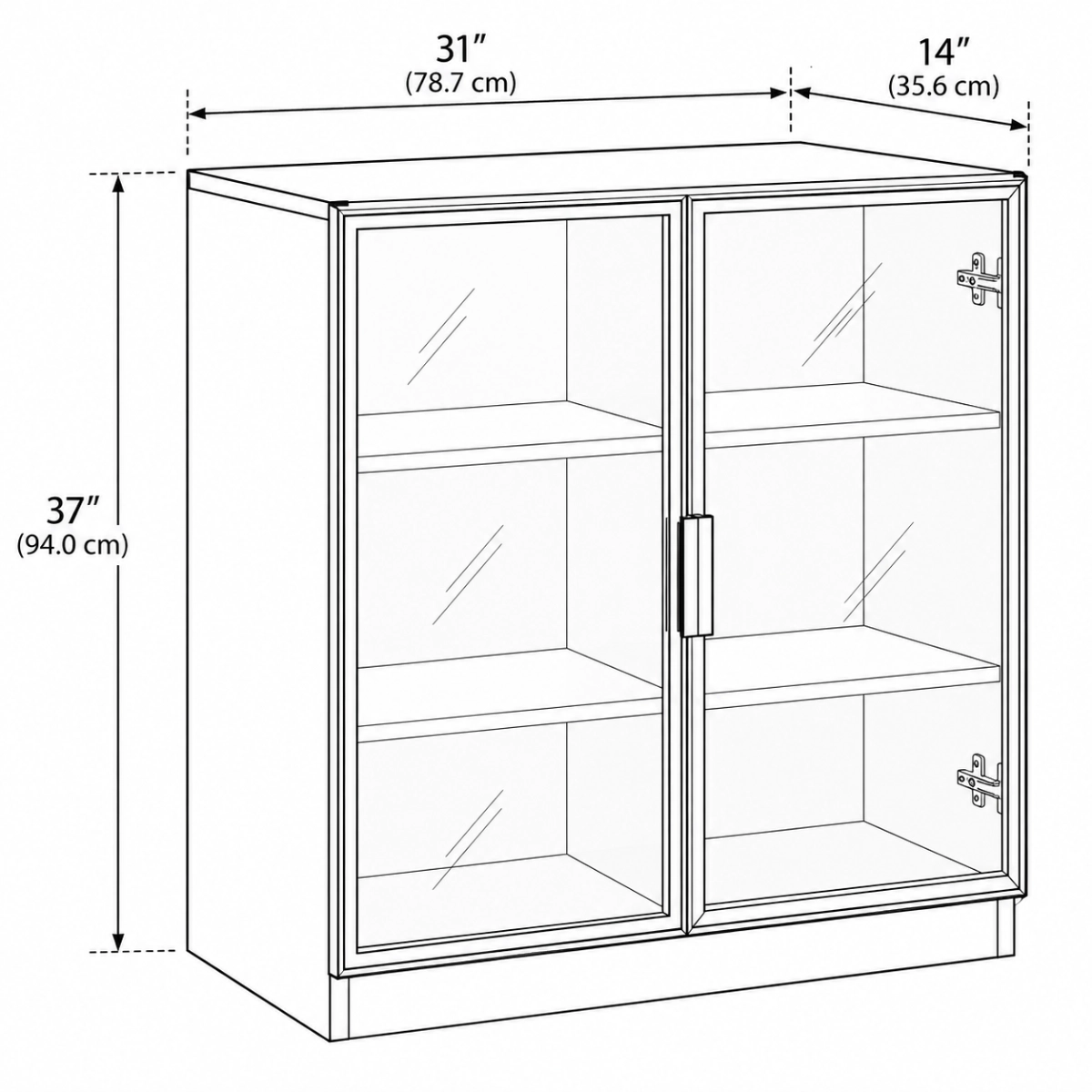 Large 3 Shelves Glass Wood Dark Gray Sideboard with LED Light Image - 10 | homeyfad
