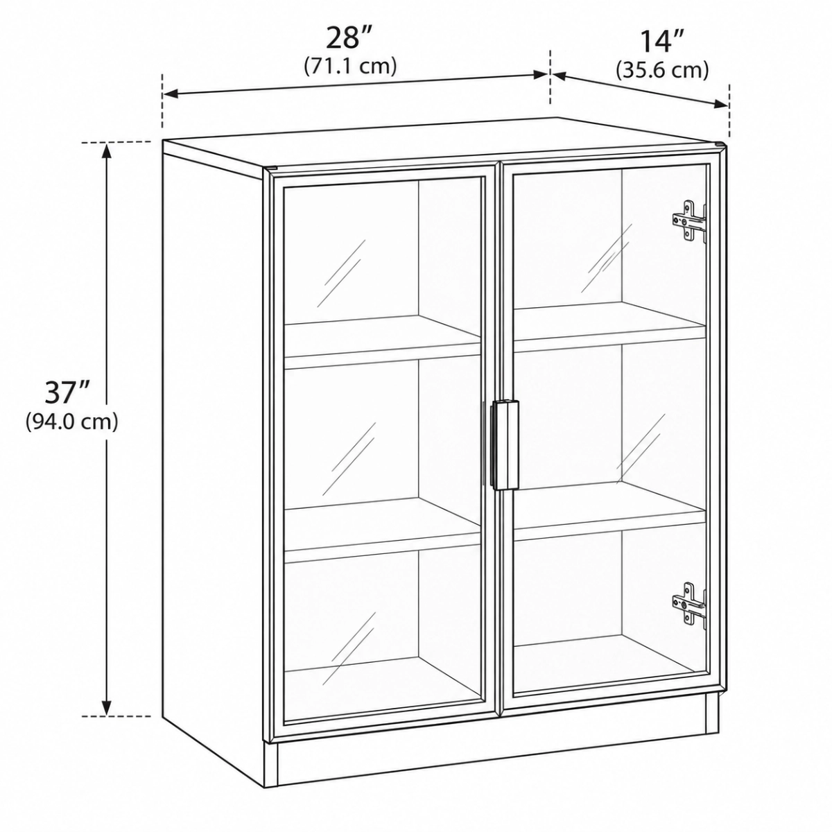 Large 3 Shelves Glass Wood Dark Gray Sideboard with LED Light Image - 9 | homeyfad