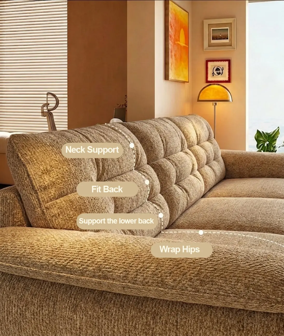 Contemporary Skin-friendly Chenille Tufted Back Power Sofa Bed Image - 5 | homeyfad