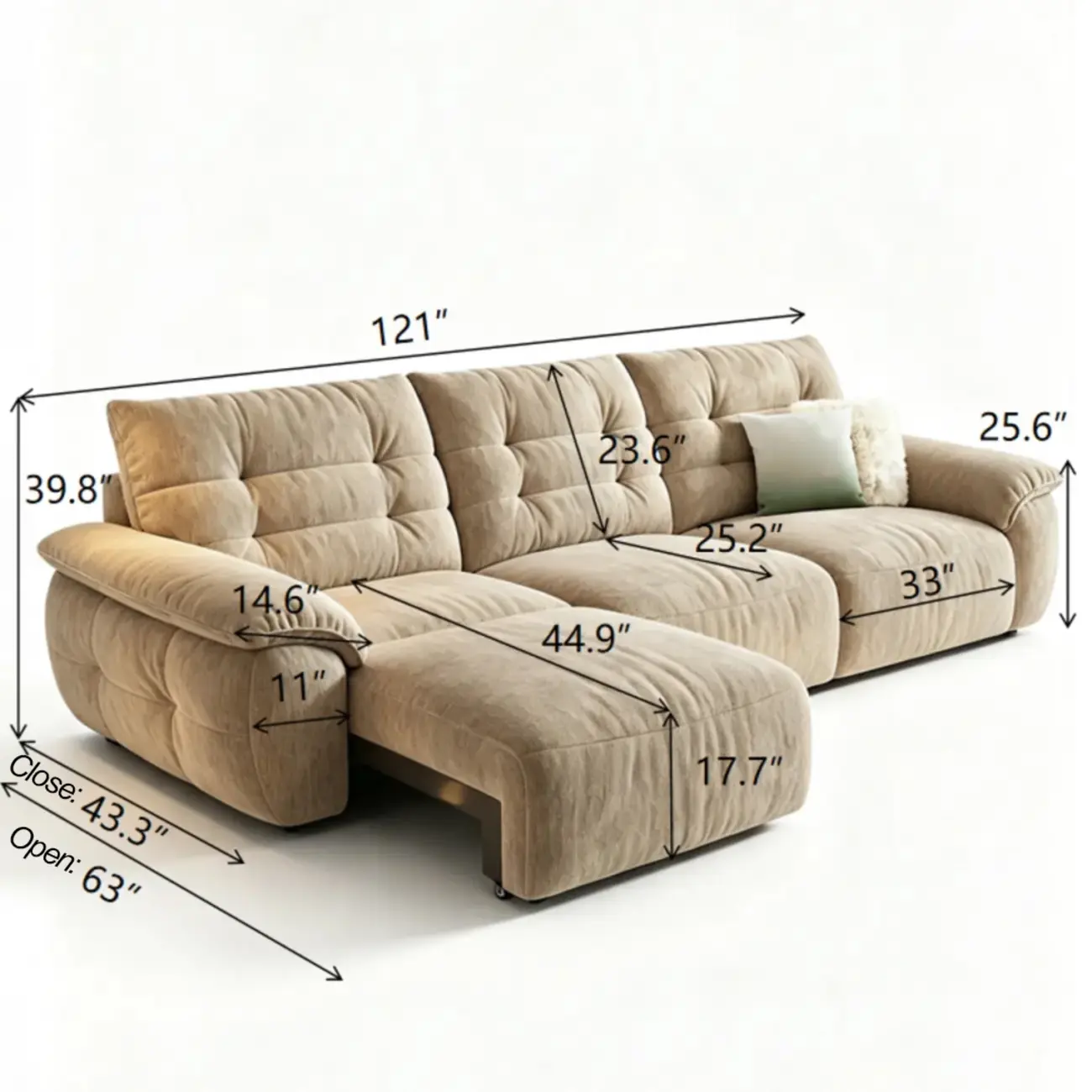 Contemporary Skin-friendly Chenille Tufted Back Power Sofa Bed Image - 35 | homeyfad
