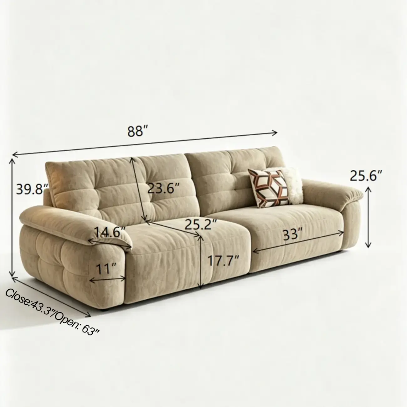 Contemporary Skin-friendly Chenille Tufted Back Power Sofa Bed Image - 34 | homeyfad