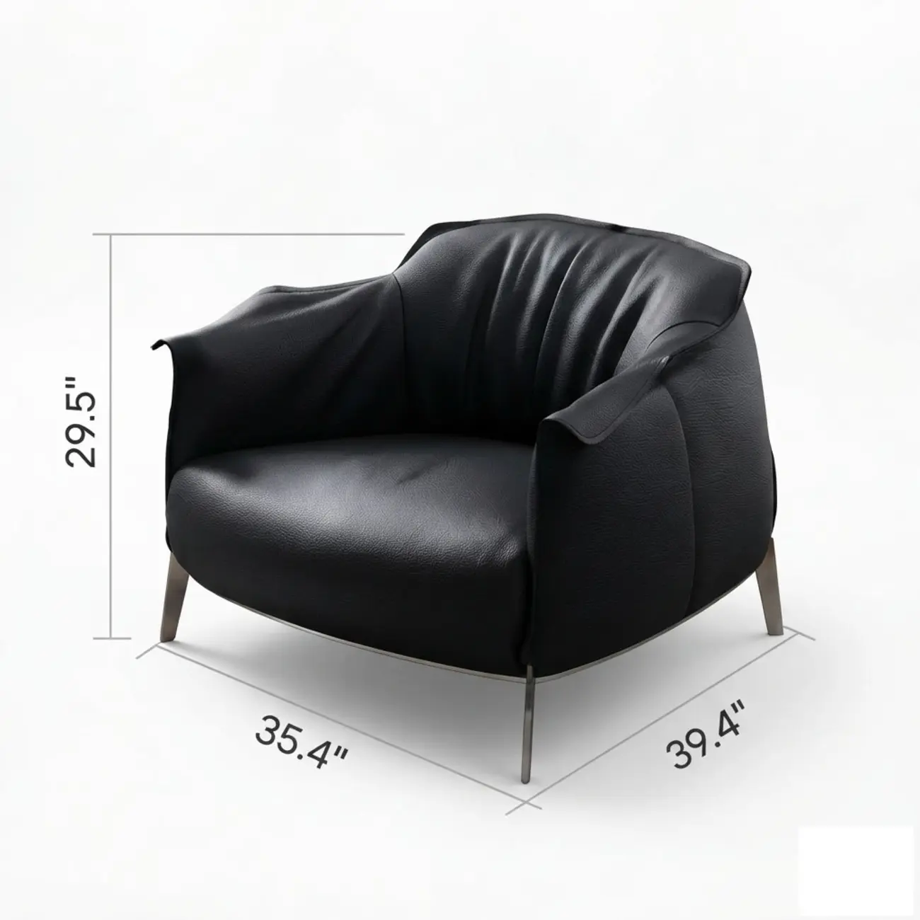 Comtemporary Genuine Leather Accent Chair with Stainless Steel Legs Image - 19 #size | homeyfad