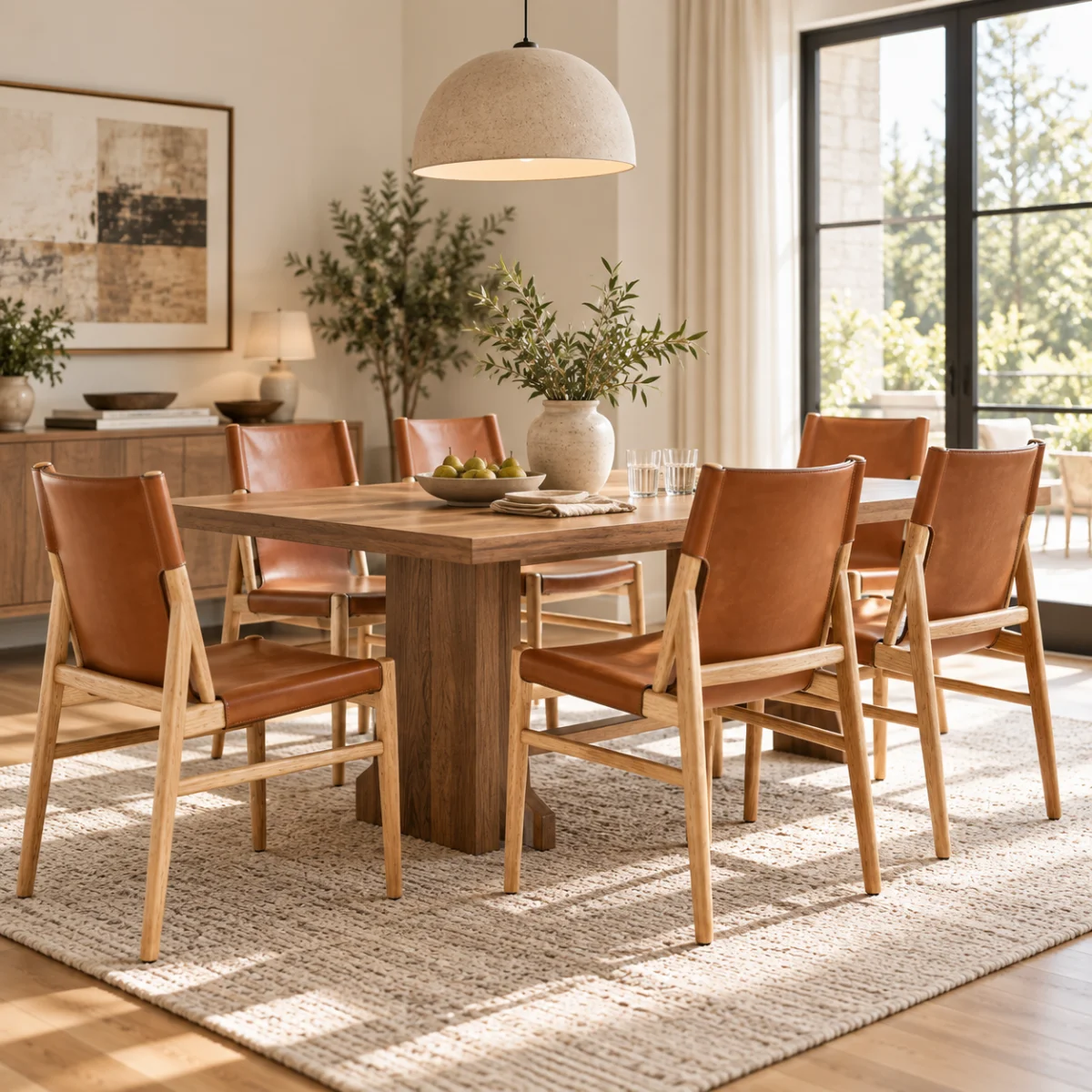 Mid-century Modern Faux Leather Dining Chairs Carbon Steel Frame Set of 2 Image - 9 | homeyfad