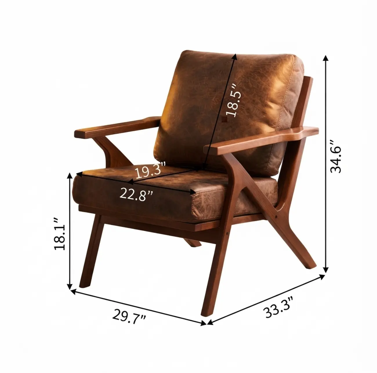 Mid-Century Modern Solid Wood Brown Arm Chair for Living Room Image - 11 | homeyfad