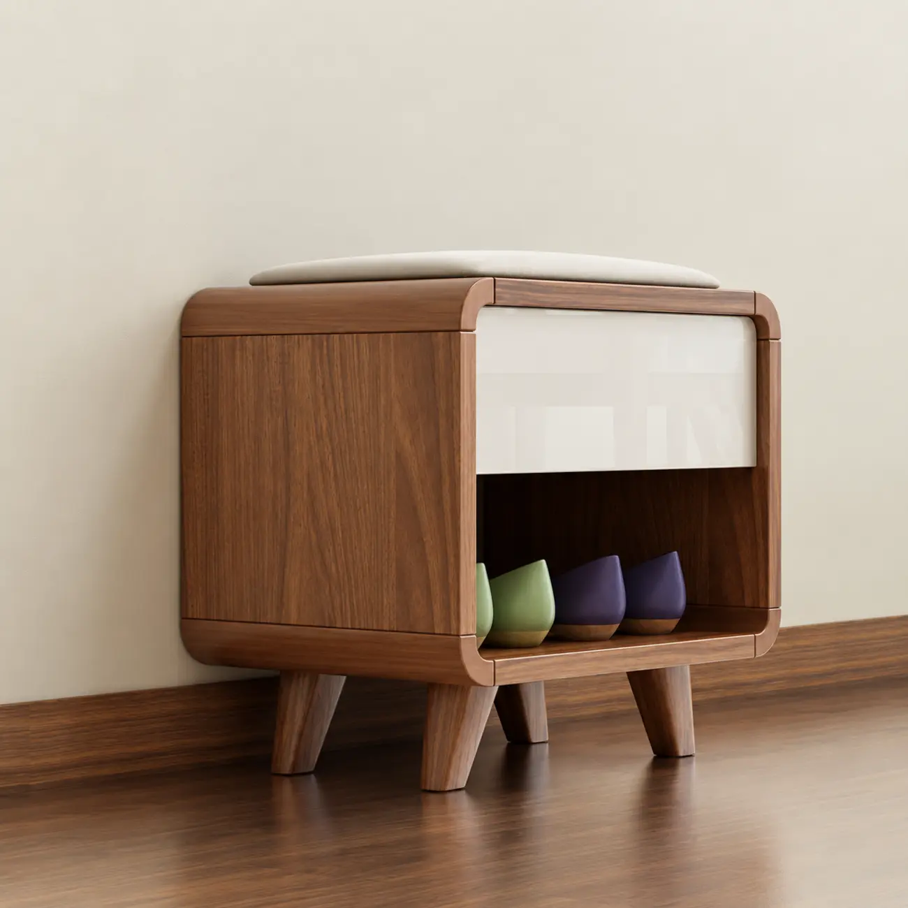 Entryway Natural Wood Shoe Storage Bench with Drawers Image - 1 | homeyfad