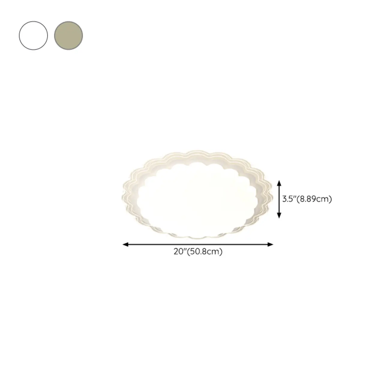 Modern White Artistic Rectangular Flush Mount Ceiling Light #size