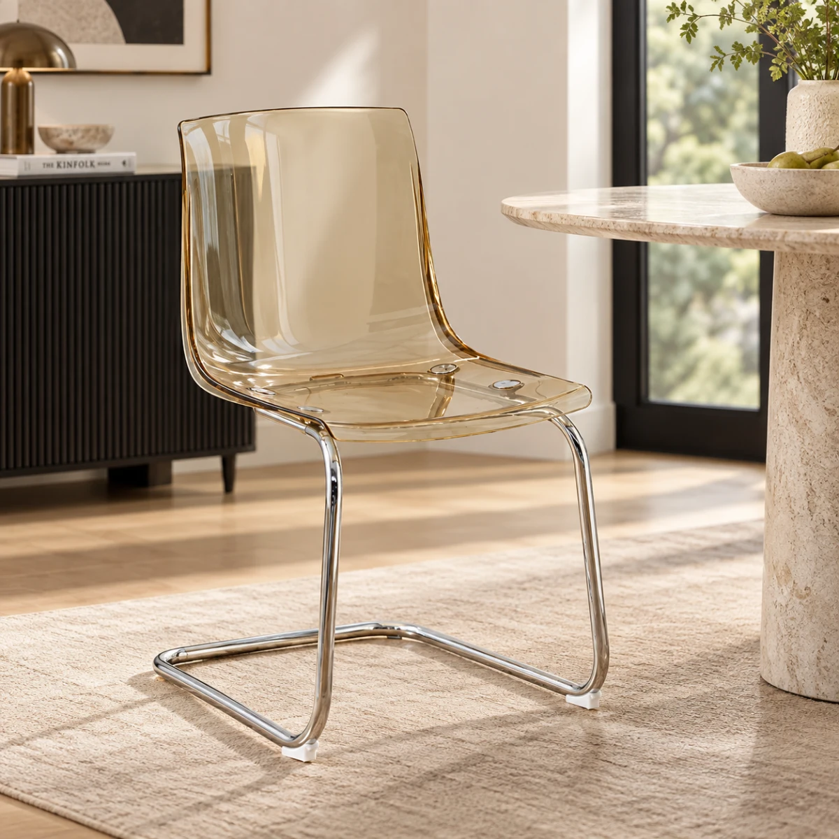 Modern Solid Back Armless Acrylic Dining Chairs Image - 7 | homeyfad