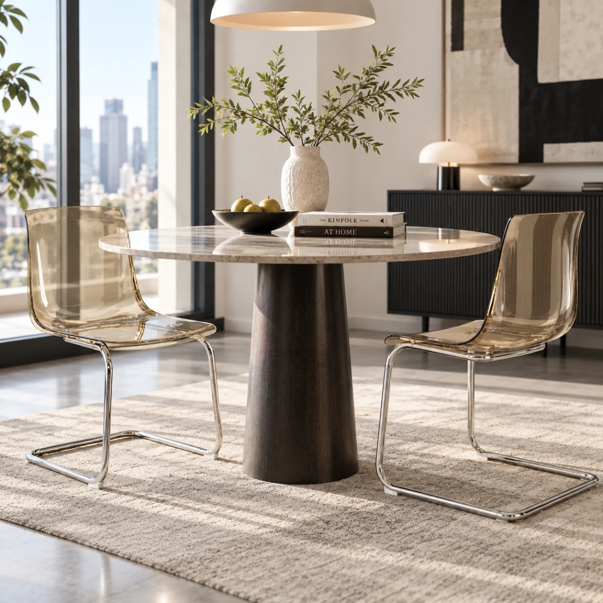 Modern Solid Back Armless Acrylic Dining Chairs Image - 1 | homeyfad