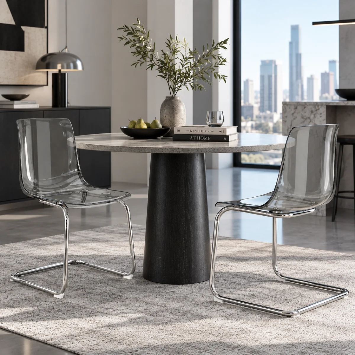 Modern Solid Back Armless Acrylic Dining Chairs Image - 6 | homeyfad